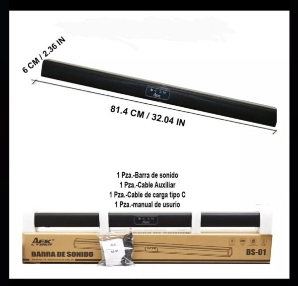 Bocina Profesional 40W - 82cm de Largo con Conexiones USB, AUX, Radio FM y Bluetooth 5.0 - Image 6